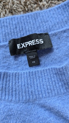 Express Size XS Soft Blue Wool Blend Long Sleeve Pullover Sweater - Picture 4 of 7