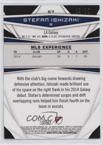 2015 Topps MLS Black /10 Stefan Ishizaki #87 Rookie RC - Picture 2 of 3