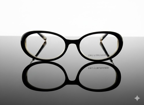 VINTAGE RARITY Eyewear Trussardi Mod. TR12501 BK - Nero/Corno - Aste Oro - 53/17 - Picture 1 of 3