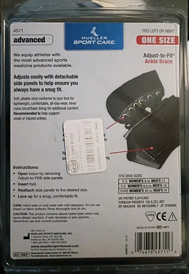 Mueller Sport Care One Size Adjustable Lace Up Maximum Support Ankle Brace NEW - Image 2 of 2