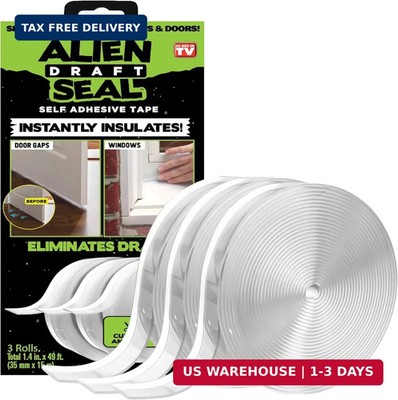 Alien Draft Seal Set of 49 Feet Anti-Draft Adhesive and Flexible Flap to Seal Ga