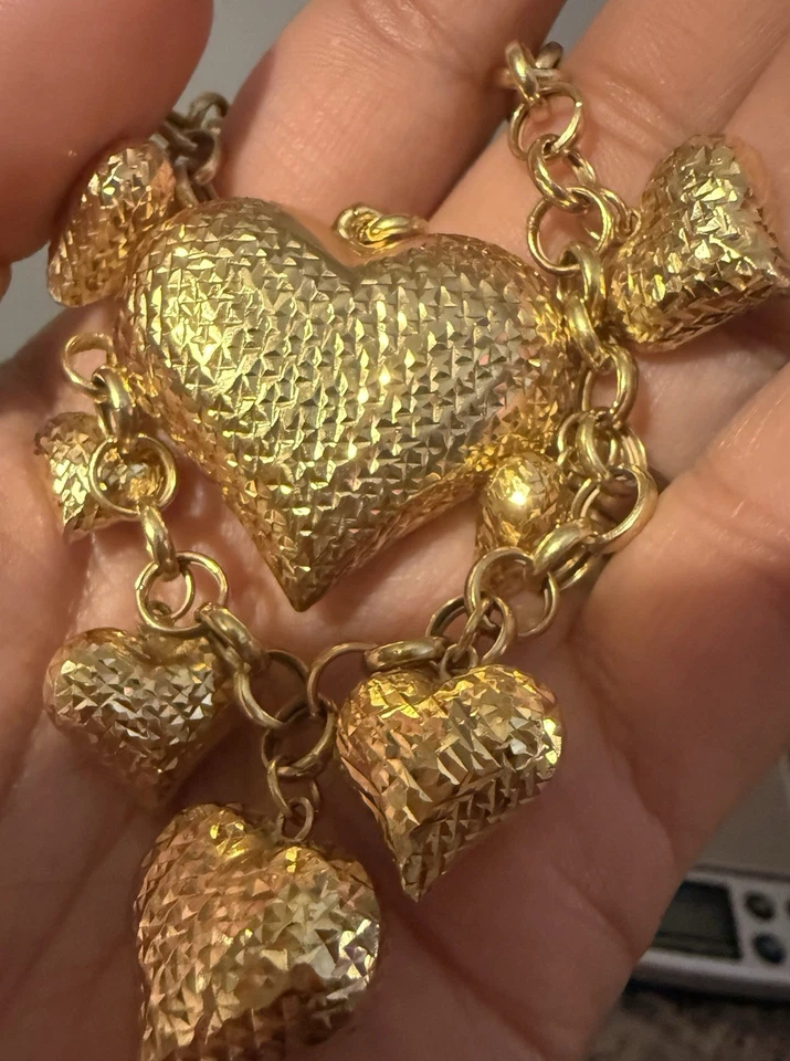 Juego de pulsera y colgante grande de oro saudí macizo real de 18k Foto 3 de 4