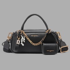 Karl Lagerfeld ZAYLIA MINI SATCHEL WITH CHAIN MINI BAG Black Detachable Strap
