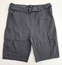 BLU ROCK NEW YORK 10" INSEAM CARGO POCKET W/BELT INCLUDED SHORTS MEN 36 - GRAY