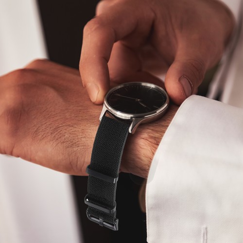 Elastic Nylon Watch Band 18mm Waterproof One Piece Watch Strap, Black - Zdjęcie 7 z 7