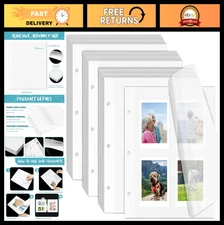 60 Sheets Photo Album Pages for 3 Ring Binder, Self Adhesive Scrapbook Refill, F