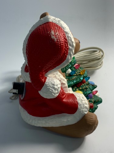 Vintage Keramikform Weihnachten Teddybär hält Baum beleuchtet Figur Figur - Bild 3 von 9