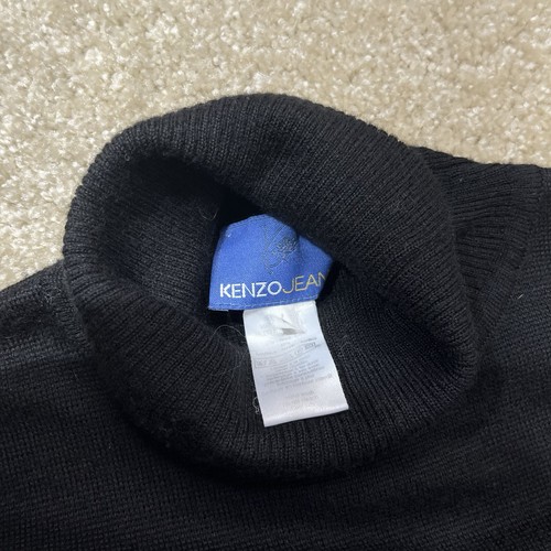 VTG Kenzo Jeans Turtleneck Sweater Womens LARGE BLACK Medusa Wool Blend GUC - Picture 10 of 17