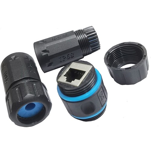 IP68 Waterproof RJ45 Cat6 Gigabit Shielded Female to Female LAN Connector Black - Afbeelding 5 van 10
