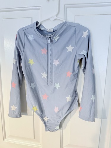 GIRLS BABY GAP BLUE STAR LONG SLEEVE BATHINGSUIT - SIZE 5 - VGUC!