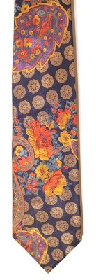 LANVIN Paris Vintage Krawatte Made in France Seide Paisley Blumen Medaillon Boho Chic