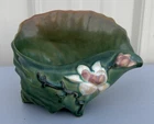 Vintage Roseville Magnolia Green 1943 Art Pottery Conch Shell Planter Vase 453-6