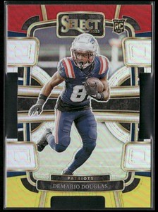 2023 Panini Select #68 Demario Douglas Red and Yellow Prizms Die Cuts