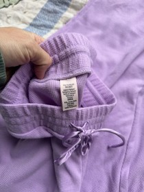 Victoria's Secret Purple Waffle Knit Pajama Set XXL Button Accent Drawstring