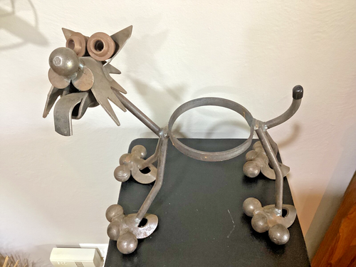 Steampunk Salvaged Reclaimed Heavy Welded Metal JUNKYARD DOG Art Sculpture - Picture 9 of 9