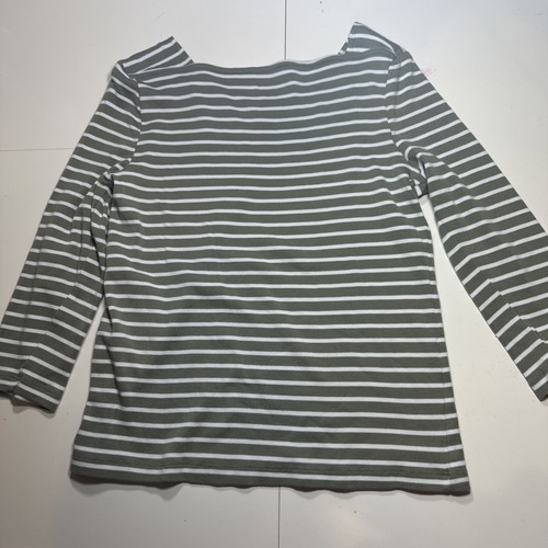 152. Chicos Green/ White Stripe 3/4 Sleeve Ultimate Tee Sz M Square Neck Button - Bild 11 von 11