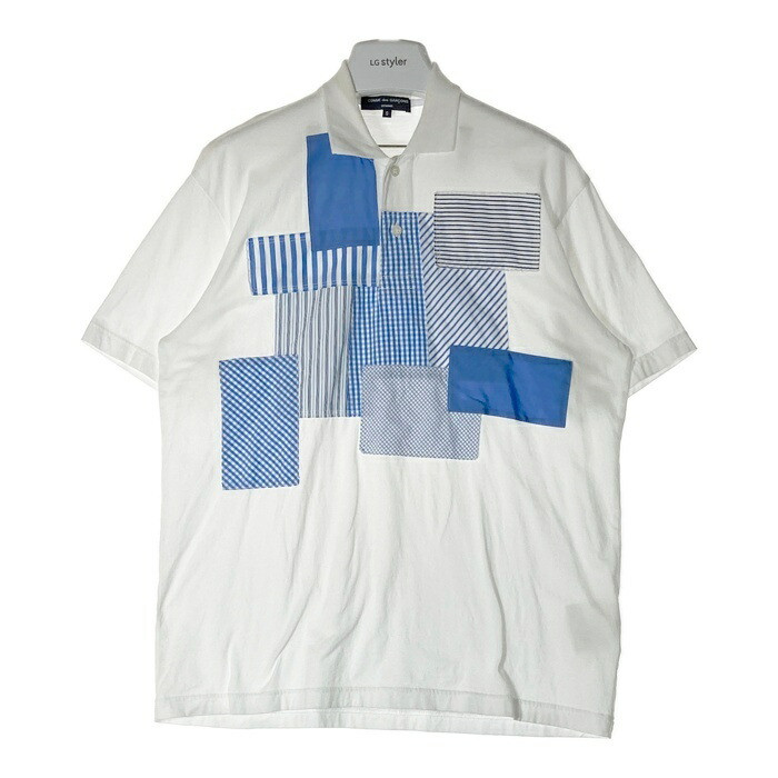 Comme Des Garcons Homme Hq-T034 Patchwork Polo Shirt White