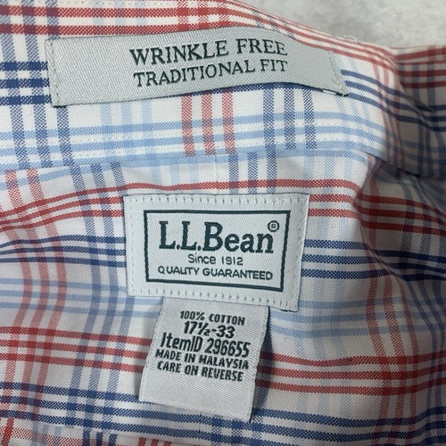 LL Bean Hombre Resistente a Arrugas Ajuste Tradicional Manga Larga Con Botones 17.5-33 - Imagen 5 de 8