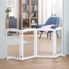 Spirich Free Standing Foldable Wire Pet Gate for Dogs, 80 Inches Extra Wide,...