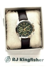 SEIKO Spirit SBTR017 Green Chronograph Quartz Leather band Men Watch New