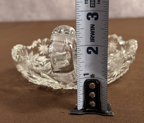 ABP Cut Crystal Glass Nappy Candy Dish + Handle American Brilliant Sawtooth Rim - Picture 15 of 18
