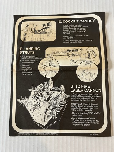 STAR WARS SNOWSPEEDER INSTRUCTION & USED DECAL SHEET KENNER VINTAGE 1980 ESB - Picture 3 of 7