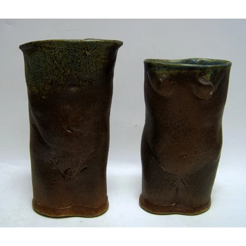 Pair of VTG Nude Male & Female Vases Studio Art Pottery Lorene Spencer PNW