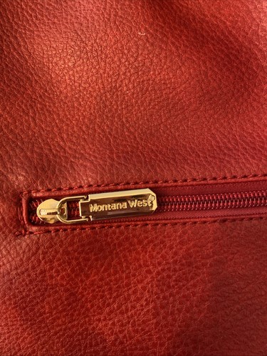 Montana West Select Leather Purse Bag Red w/ Gold Hardware EUC - Picture 4 of 15