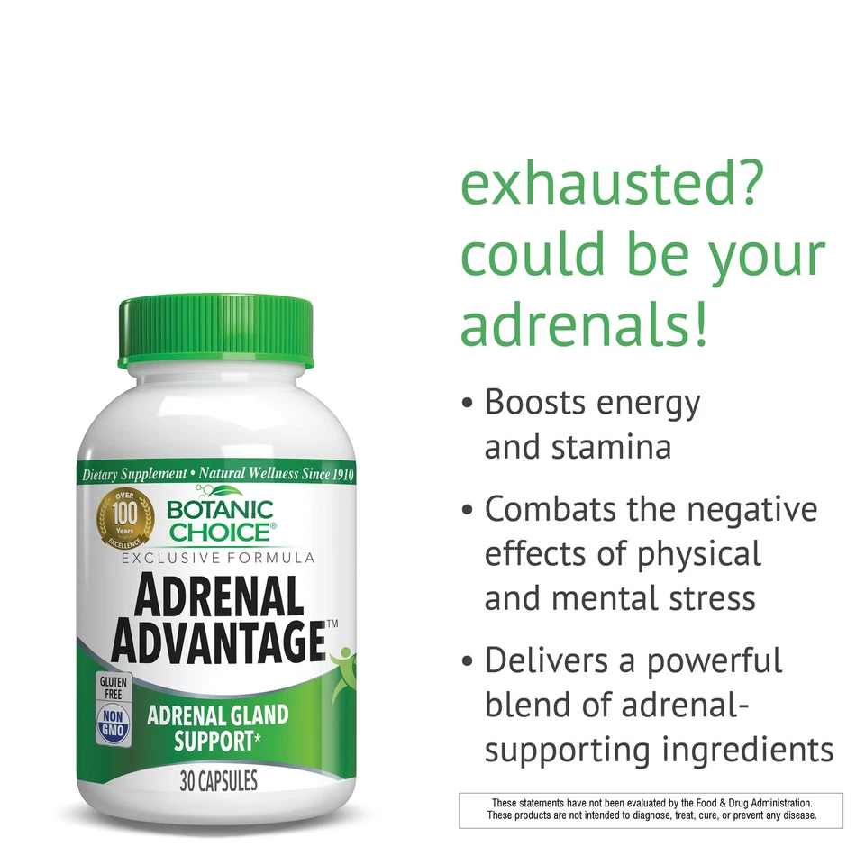 Suplemento dietético energético Botanic Choice Adrenal Advantage™, 30 cápsulas Foto 3 de 4