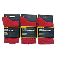 3 Pairs Easton Youth Baseball Socks L Red Size 7Y - 9 Ages 9-11 3 Pairs