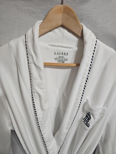 Lauren Ralph Lauren Monogramed White Bathrobe XL 100% Cotton - Picture 5 of 6