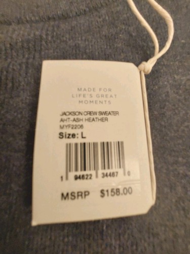 NEW! Faherty Men's Jackson Crew Sweater Ash Heather Organic Cotton Blend L $158 - Picture 8 of 14