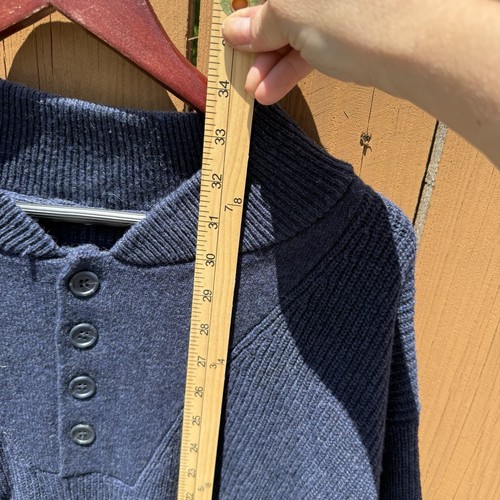 Maglione Schott Bros uomo taglia 2XL misto lana militare Henley toppa gomito blu - Foto 7 di 8