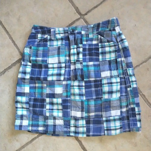 Gonna corta Croft&Barrow donna 6 blu madras foderata a quadri cotone spiaggia preppy
