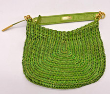 Elliott Lucca Green Woven Leather Hobo Bag Wi...