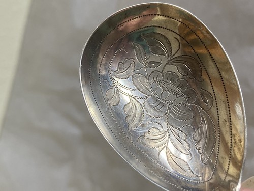 Antiker Sterling Caddy Löffel gemarkt RW mit anderen Punzen schönes Design - Bild 9 von 10