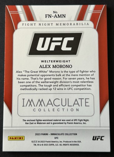 Alex “The Great White” 12/25 UFC Fight Night Fighter Worn/Used Patch 2023 Immac - Picture 3 of 3