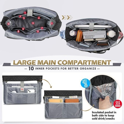 Insulated Pocket Laptop Briefcase 15.6 Inch Computer Messenger Tote Bag Travel - Zdjęcie 6 z 7