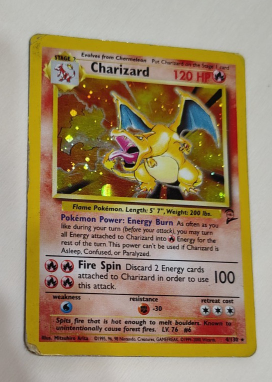 Charizard 4/130 Holo Rare Base Set 2 Pokémon Card CORNER DMG