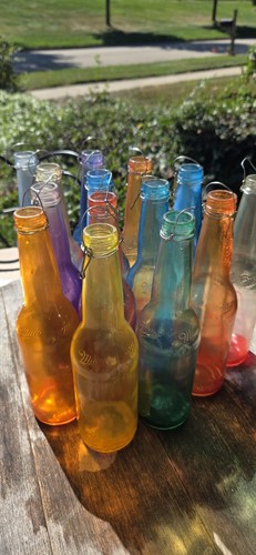 14 Antique Miller Brewing Milwaukee Blown Glass Bottles Purple Blue Orange Etc - Picture 2 of 18