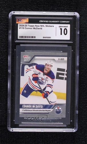2024-25 Topps Now NHL Stickers /365 Connor McDavid #119 CGC 10 Gem Mint