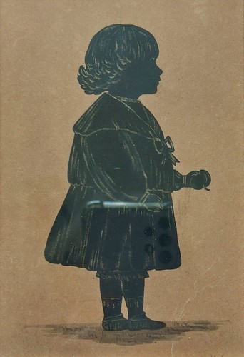 Gilded Silhoutte Miniature Of A Child Holding An Apple(?) D S Leech Lovely Frame - Picture 2 of 9