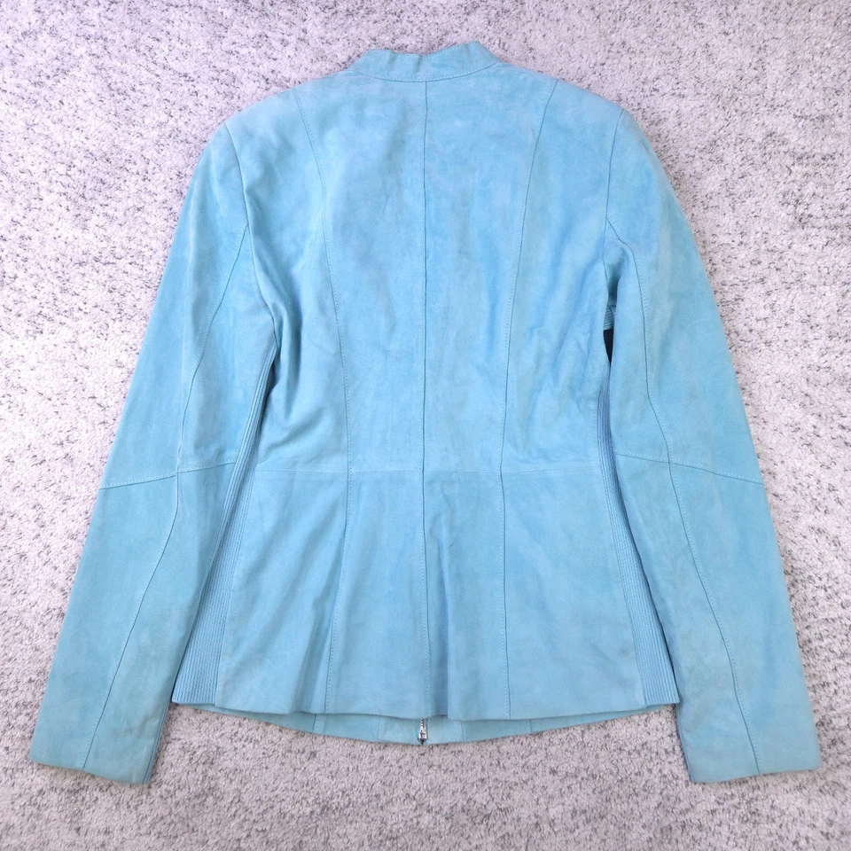 Chaqueta Carlisle Mujer 4 Gamuza Cuero Blazer Cremallera Completa Azul Forrado Nueva York Nueva York Nueva con Etiquetas Foto 2 de 4