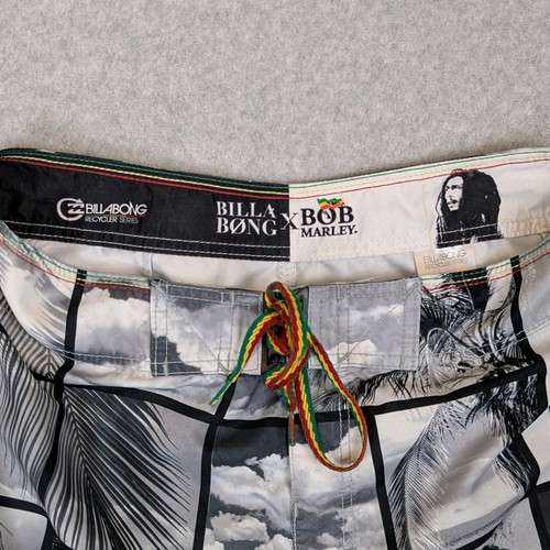 Billabong X Bob Marley Board Shorts Men's 34 Gray Recycler 9.5" Photo Collage - Picture 3 of 13