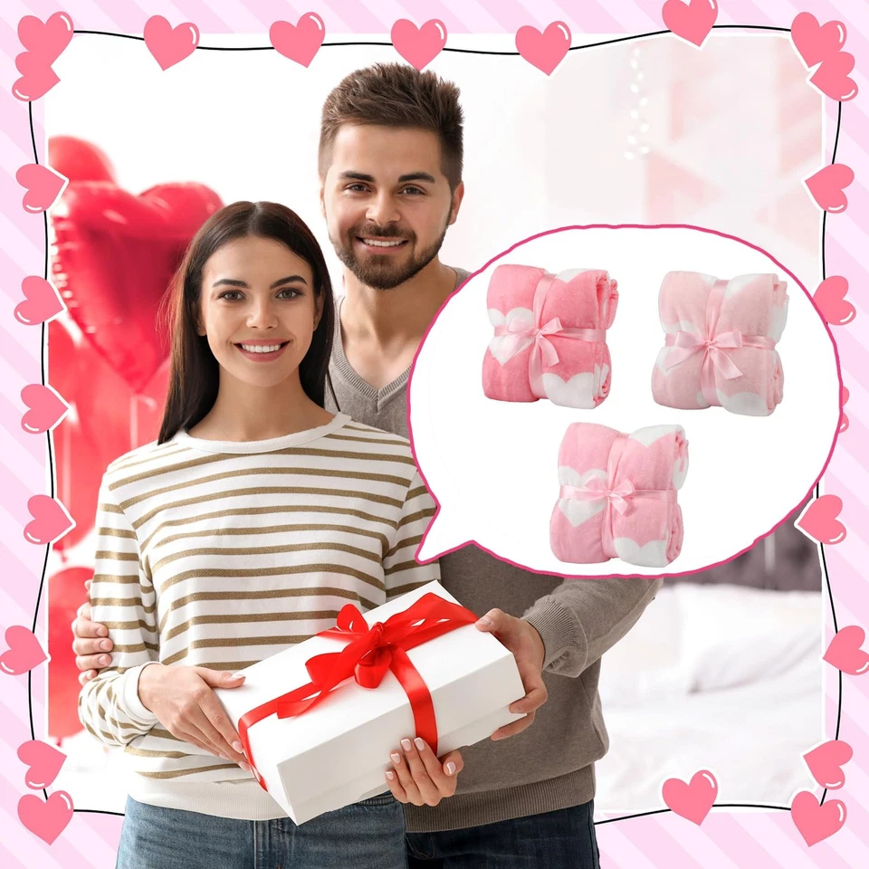 Juego de 6 mantas rosa Navidad polar rosa corazón lanza manta 40"x6... Foto 2 de 4