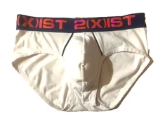 New 2(x)ist Mens White Cotton Low Rise Brief Underwear sz L 2xist #330