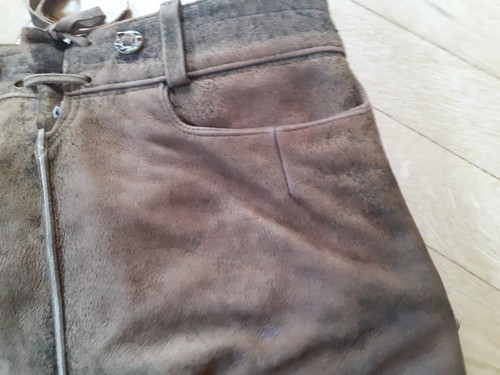 Country Madox Lederhose Kurz Hornknöpfe Schnürung Echtleder braun antik Gr. 52 - Bild 11 von 17