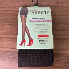 Assets by Sara Blakely Spanx Textured Wishbone Shaping Tights Black Size 1 NWT