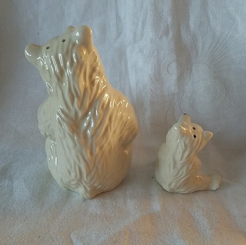 Vintage Keramik Kunst Studio Mama Bär hält Jungtier Baby Salz & Pfefferstreuer - Bild 6 von 8