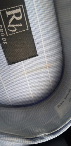 VINTAGE RAEL BROOK BOXED BLUE MENS SHIRT AND TIE SIZE 17/43 POLY45% COTTON55% - Picture 4 of 9